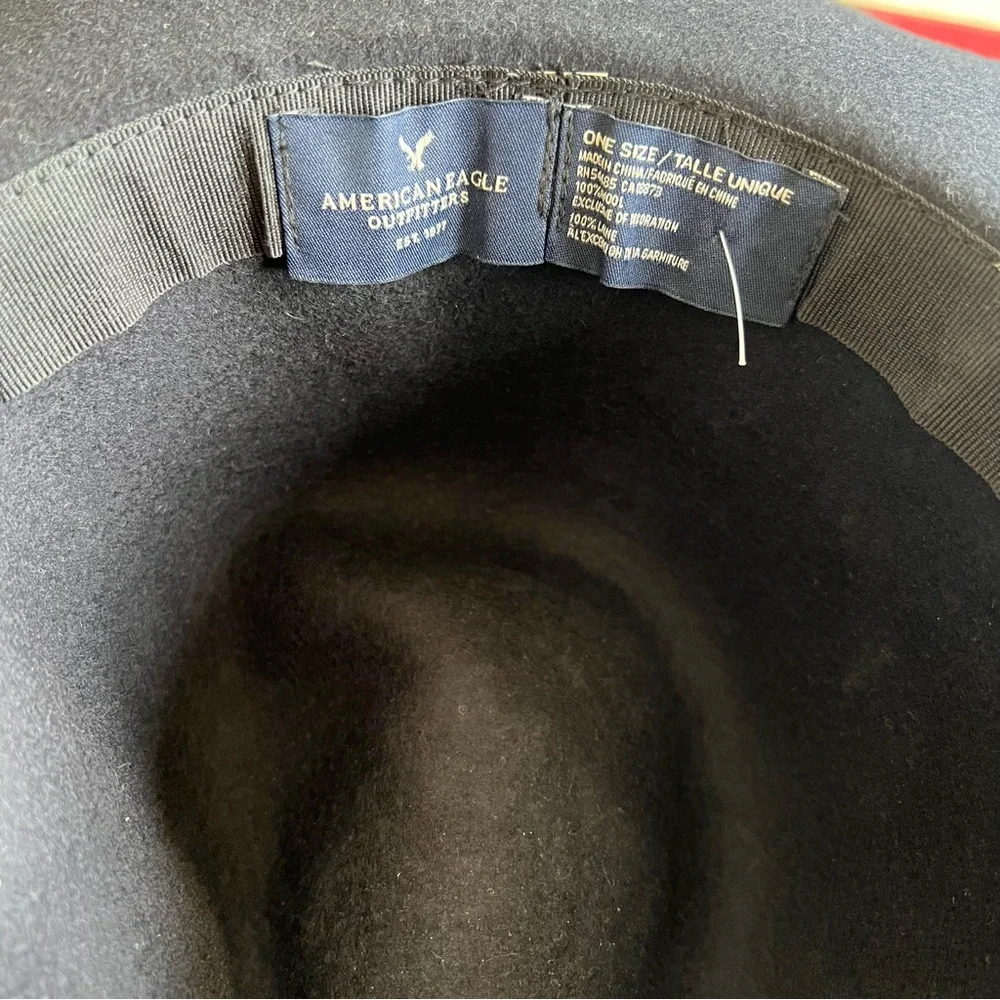 AE AMERICAN EAGLE OUTFITTERS 100%‎ Wool Women's Hat Black Boho